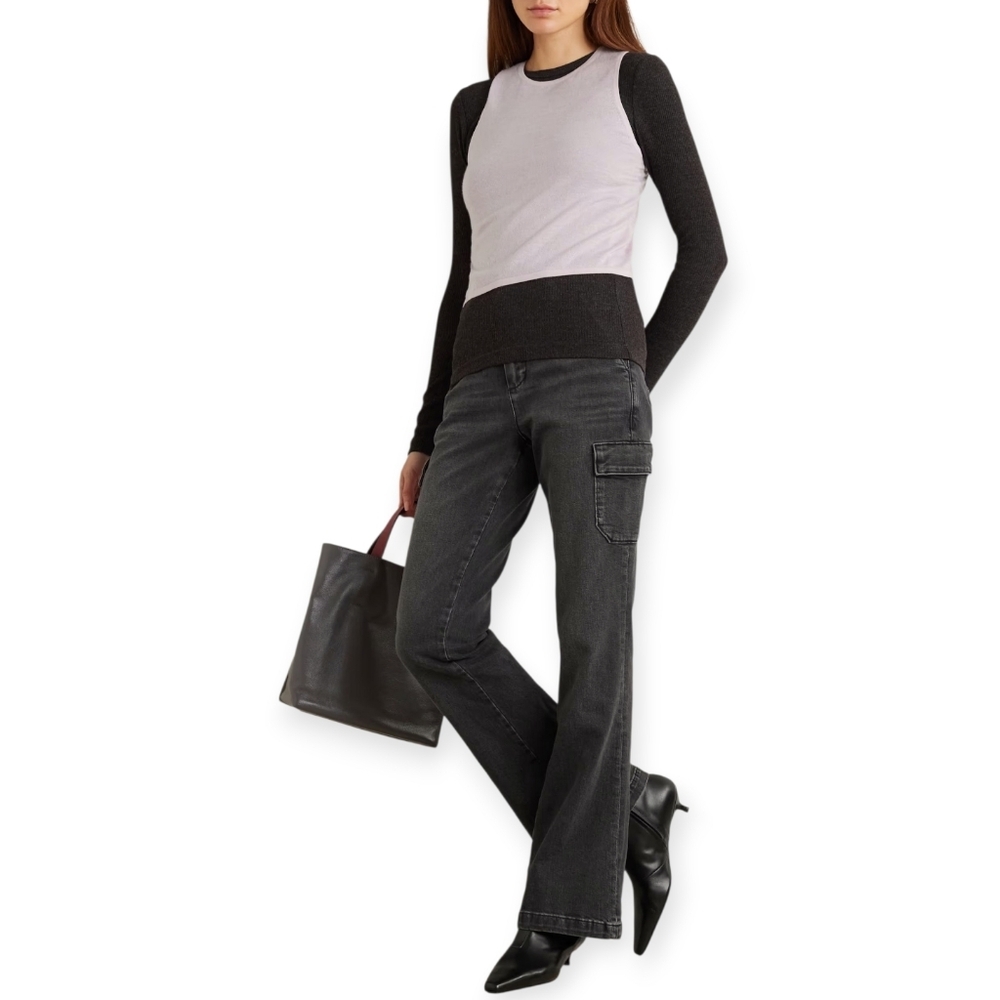 PAIGE Dion High-Rise Flared Business Casual Preppy Utility Cargo Jeans Women's